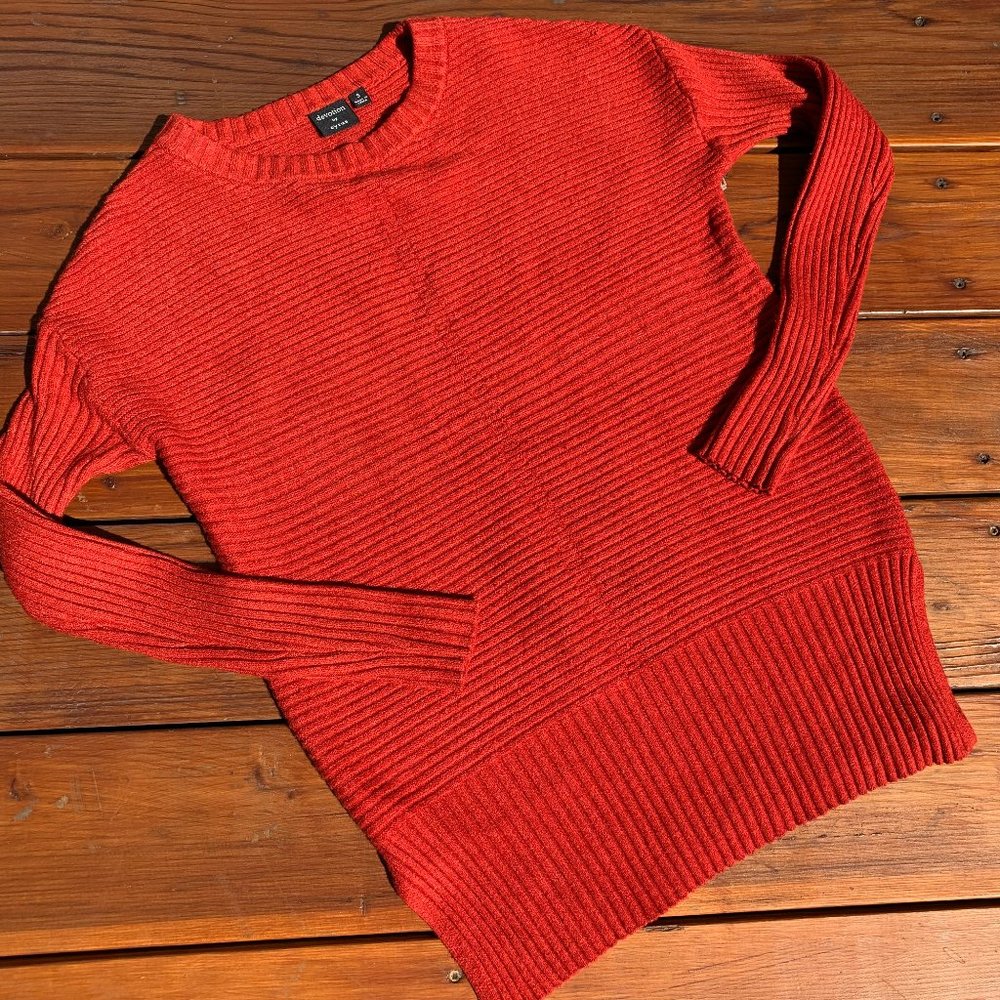 Devotion by Cyrus Orange Ribbed Long Sleeve Sweater